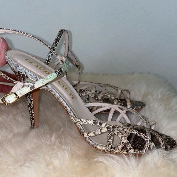 Claudia Ciuti Snakeskin Strappy Stiletto Heels - Picture 4 of 11